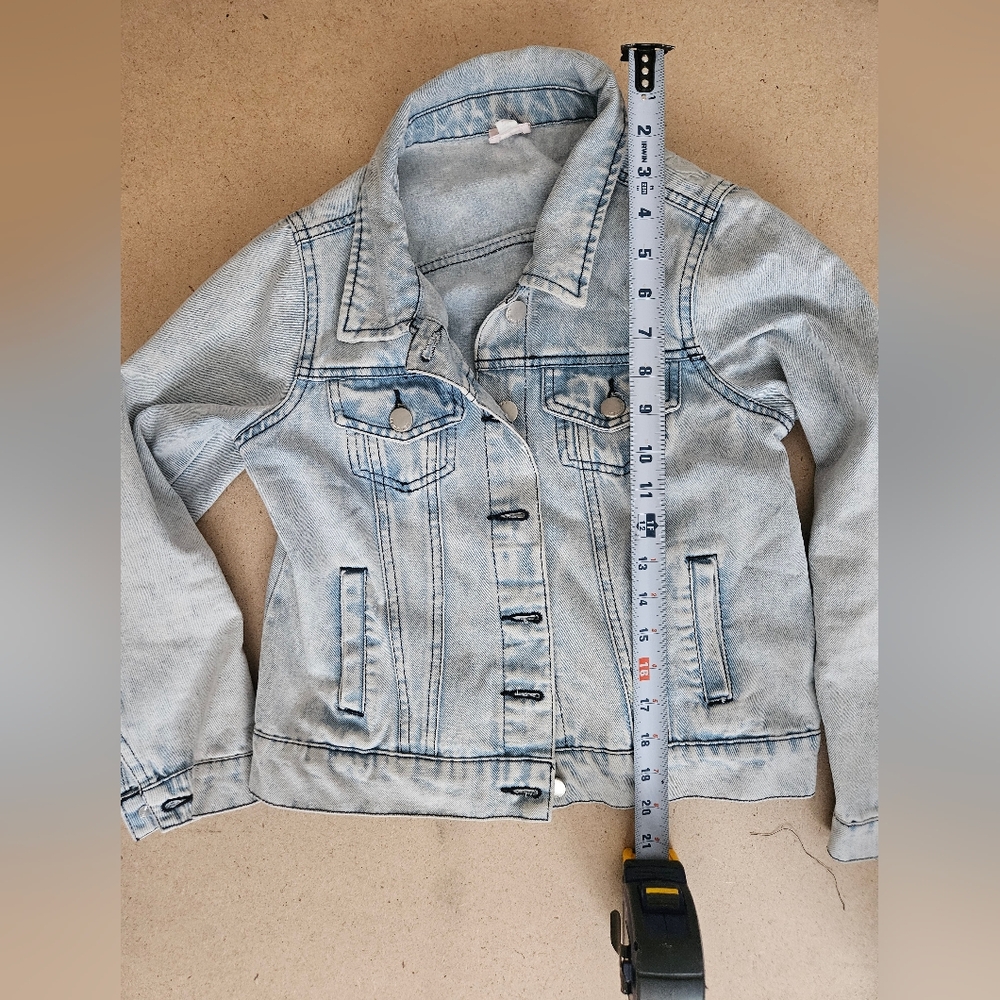 Franki by francesca's faded denim jacket worn 5x, Child size 12